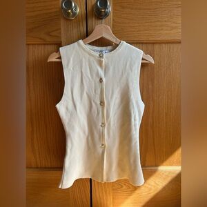 Cream Mango sleeveless button-up knit vest